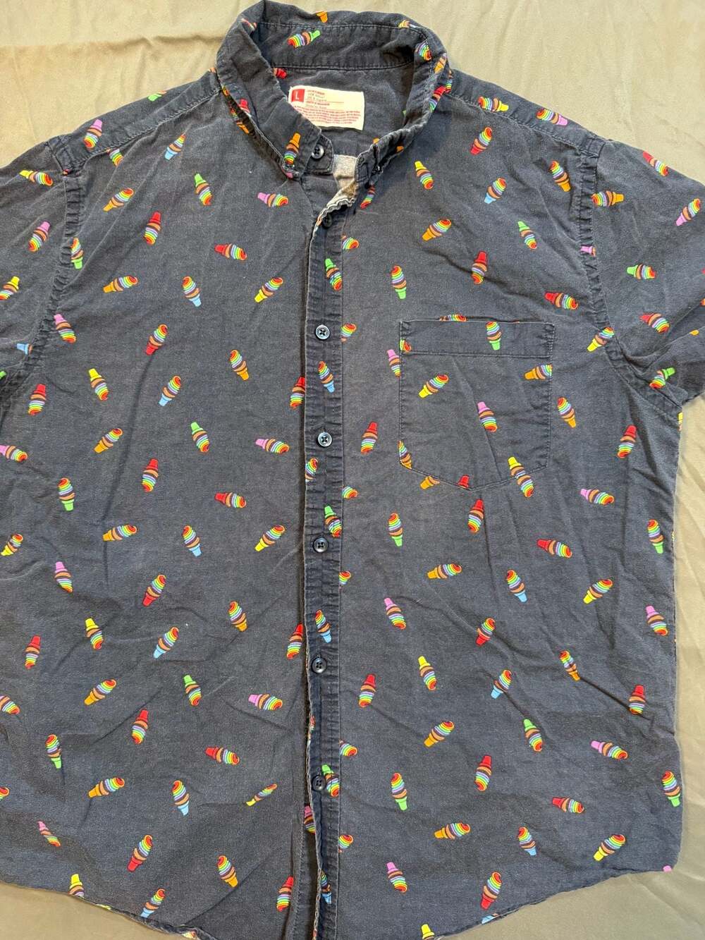 Target Pride Collection Rainbow Ice Cream Cone Print Button Shirt Men's L